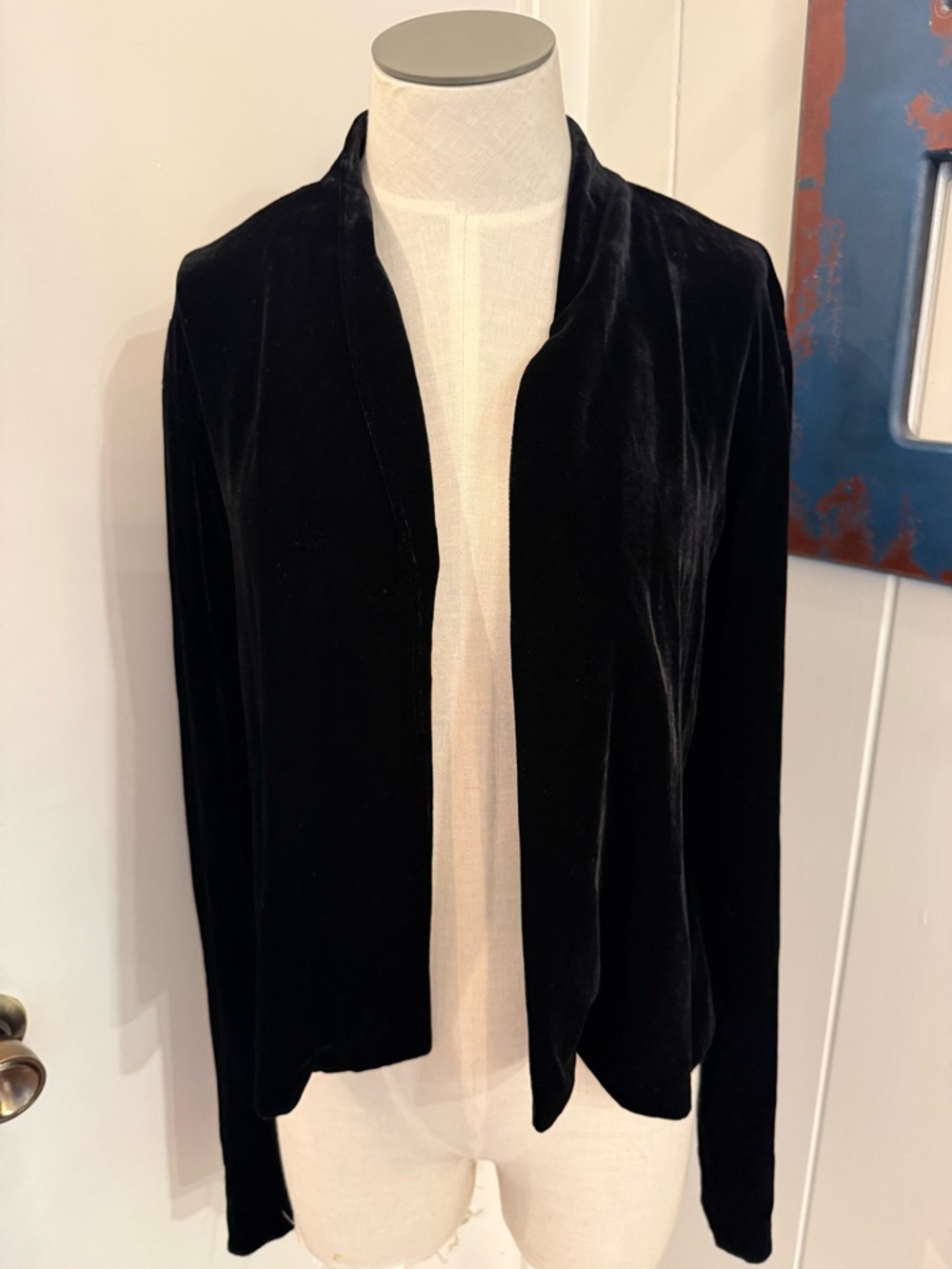 Eileen Fisher Black Velvet  Silk Blend Jacket Sz M